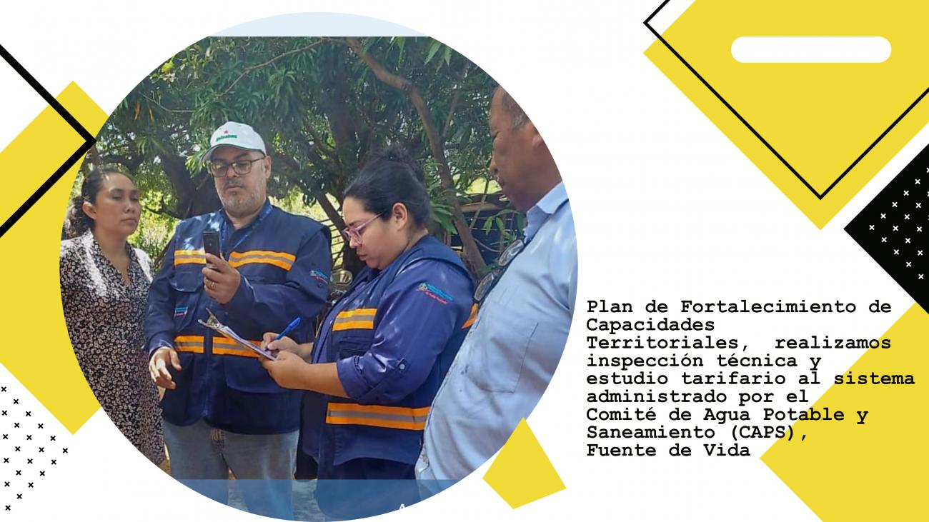  Plan de Fortalecimiento de Capacidades Territoriales,  realizamos inspección técnica y estudio tarifario al sistema administrado por el Comité de Agua Potable