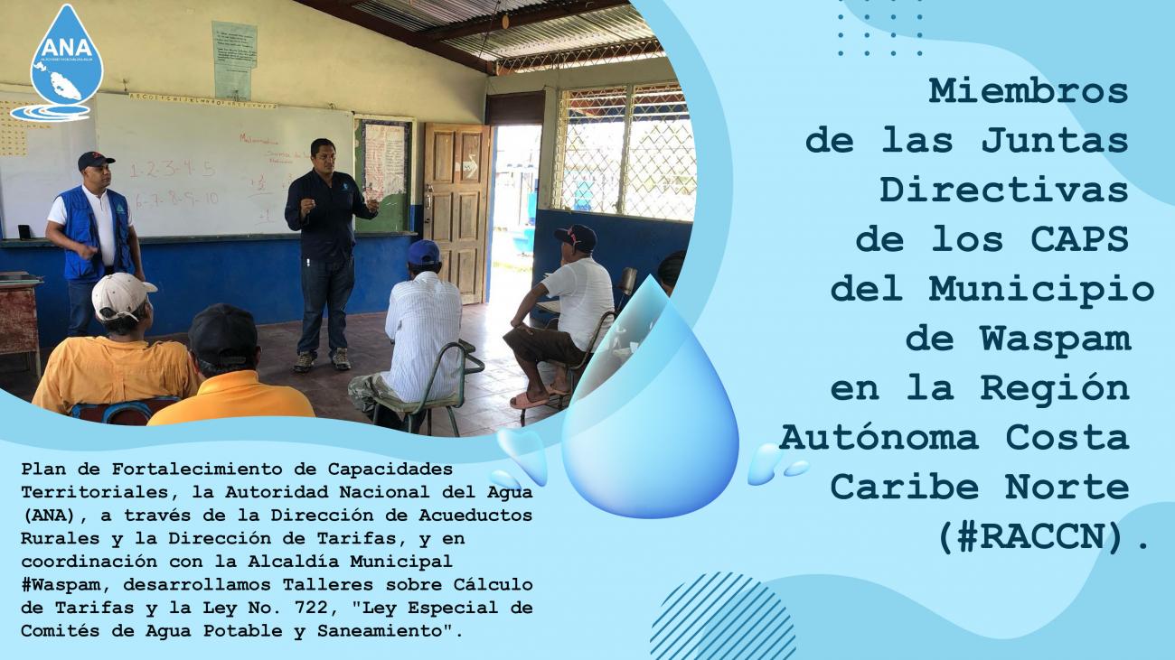 Plan de Fortalecimiento de Capacidades Territoriales, la Autoridad Nacional del Agua (ANA), a través de la Dirección de Acueductos Rurales y la Dirección de Tarifas.